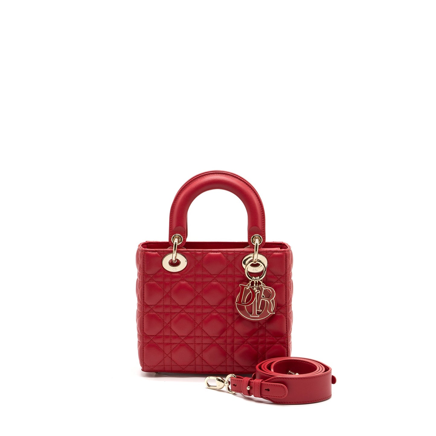 Luxury Dior Small Lady Luxury Dior Lambskin Red LGHW