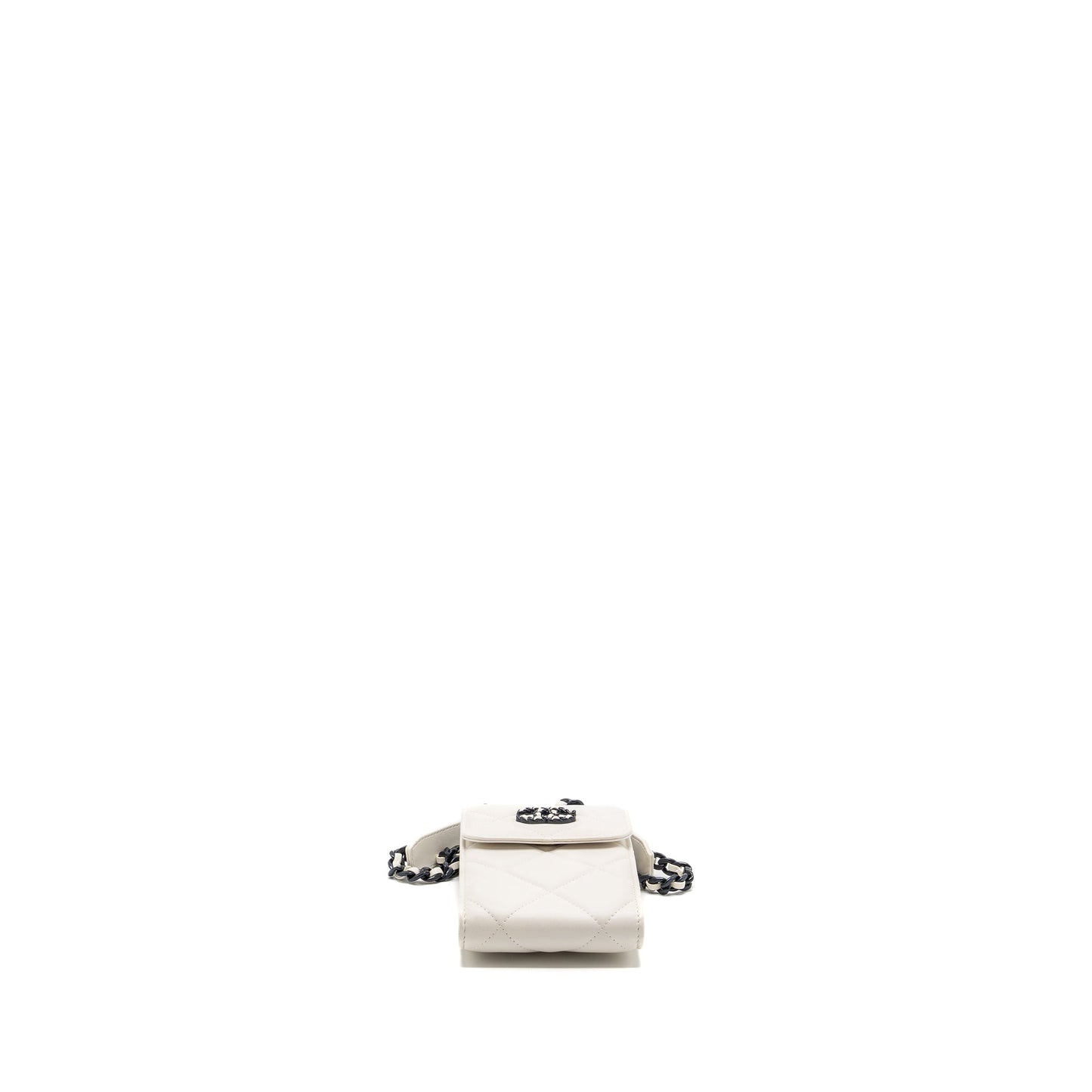 Chanel vertical 19 phone case lambskin white with black hardware