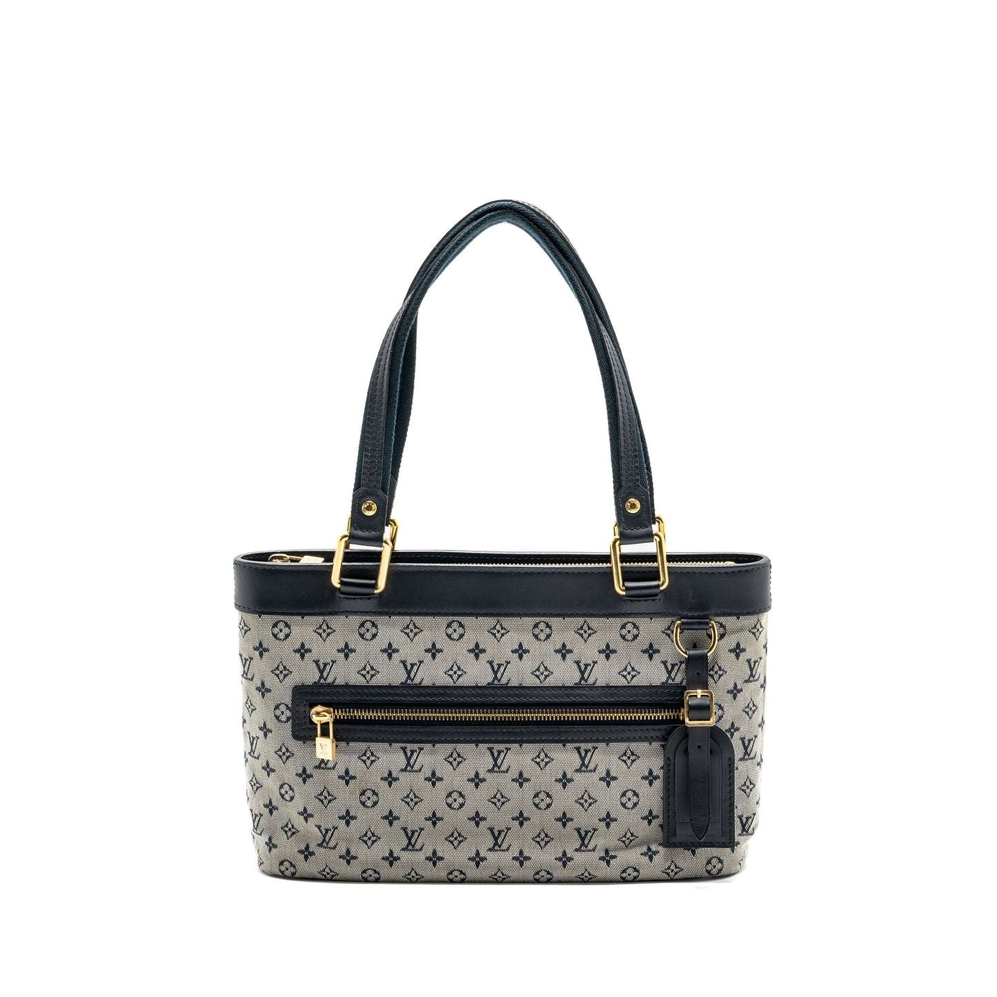 Louis Vuitton vintage zip tote bag fabric blue GHW