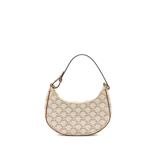 Celine Ava Bag Triomphe Canvas/Calfskin White GHW