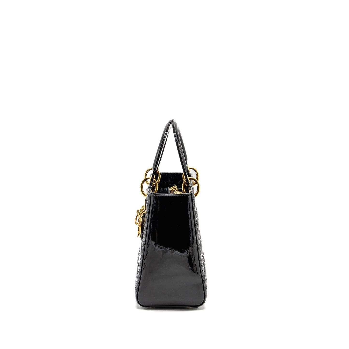 Luxury Dior Medium Lady Luxury Dior Patent Black GHW