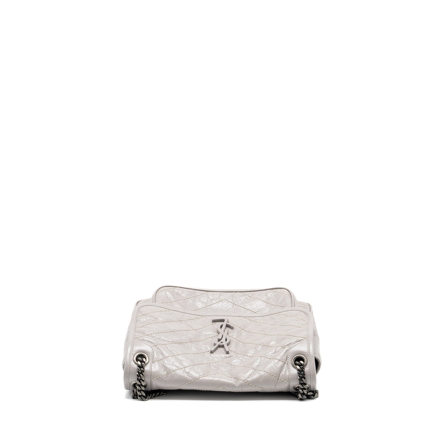 Saint Laurent Medium Niki Bag Calfskin Grey Ruthenium Hardware