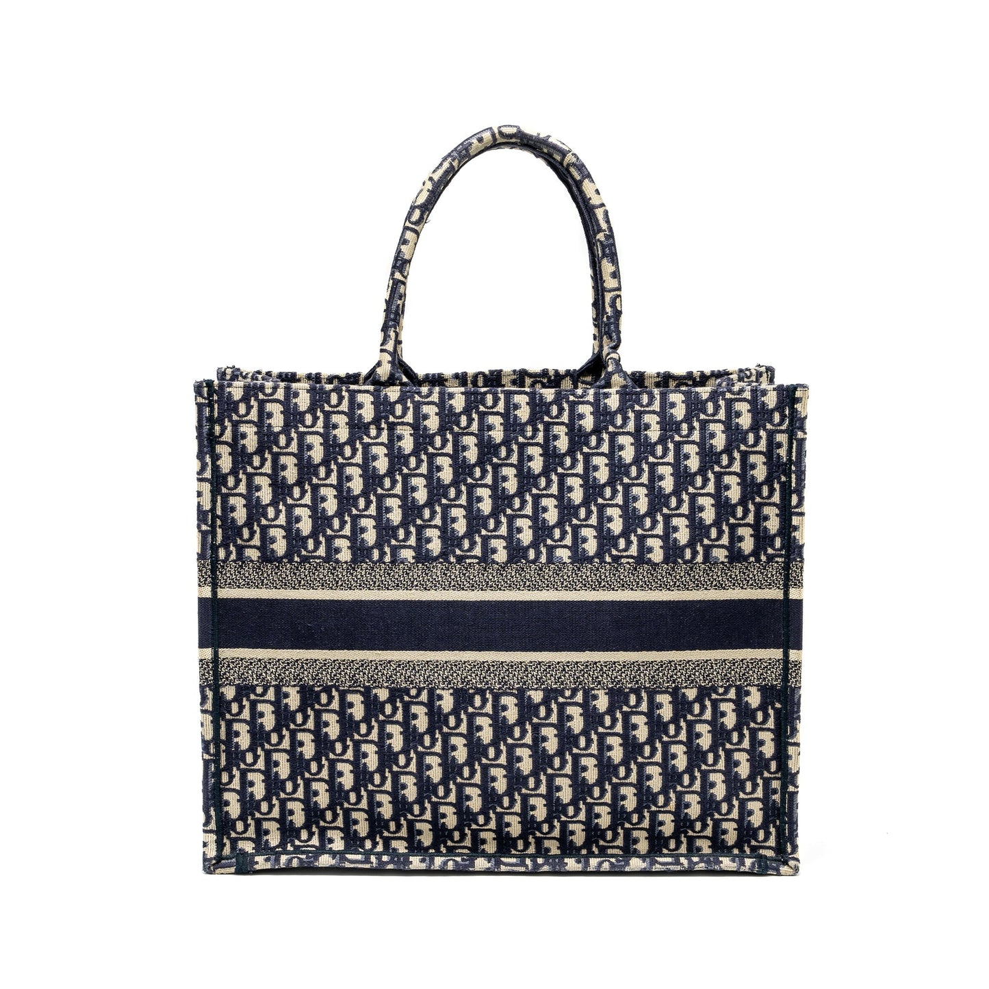 Luxury Dior Large Book tote blue oblique EMBROIDERY