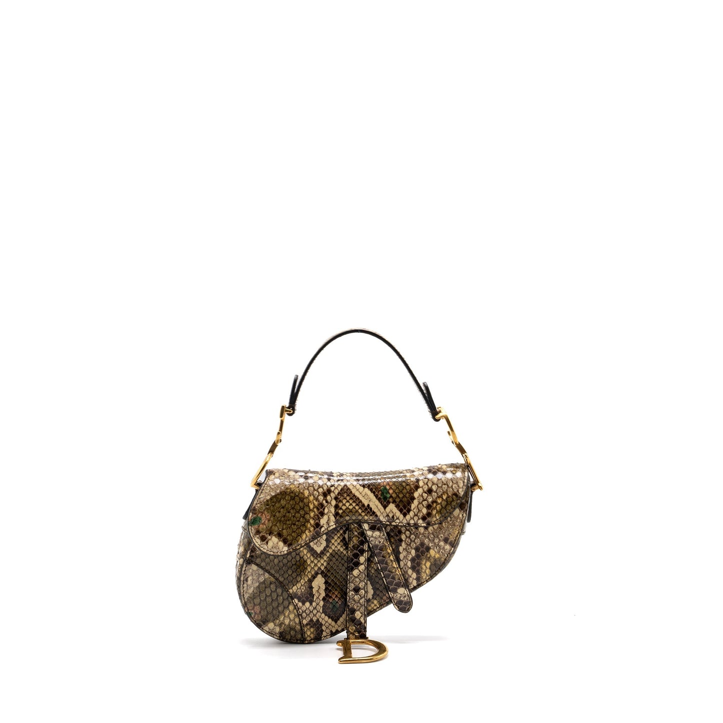 Luxury Dior Mini Saddle Bag Python Multicolour GHW