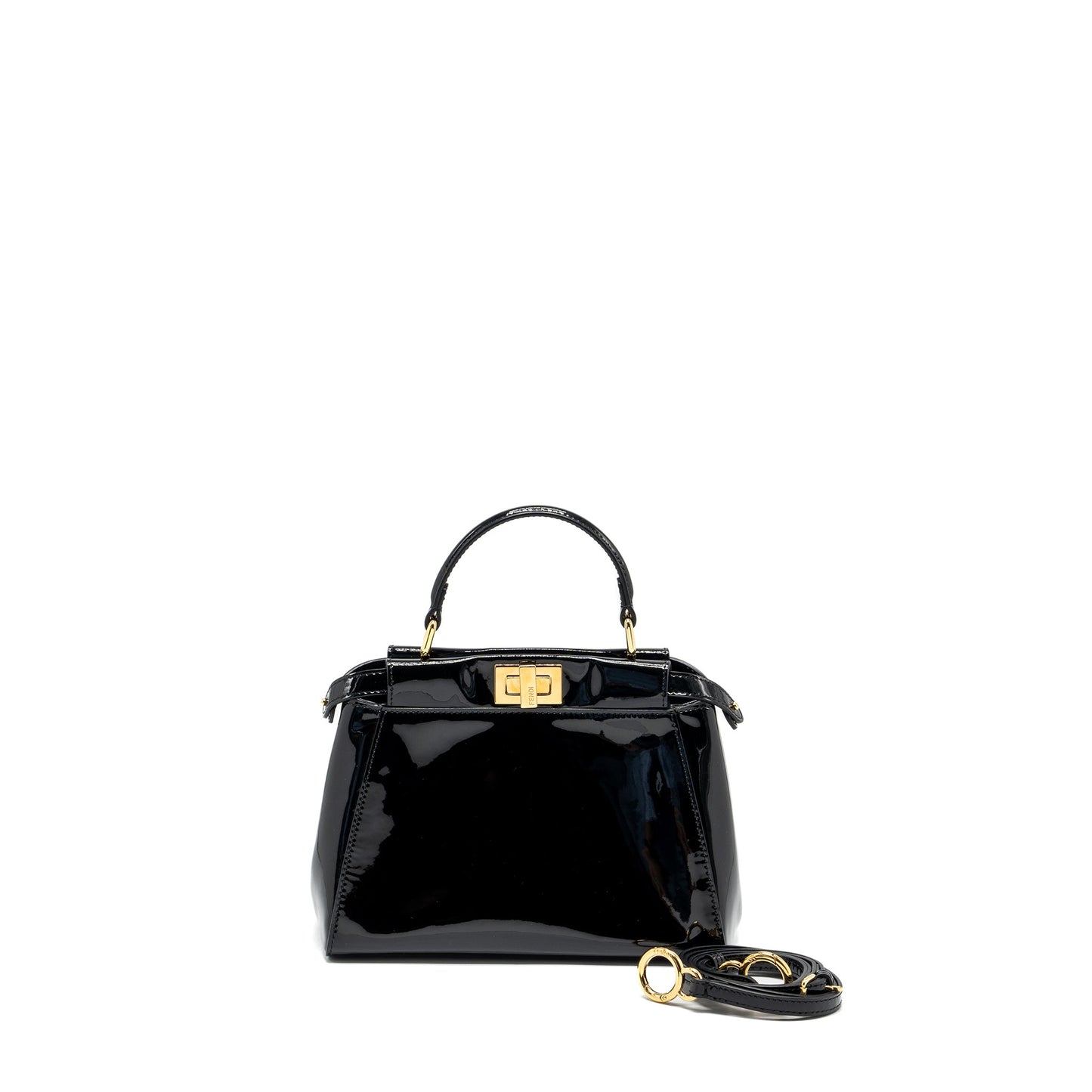 FENDI MINI PEEKABOO PATENT BLACK GHW