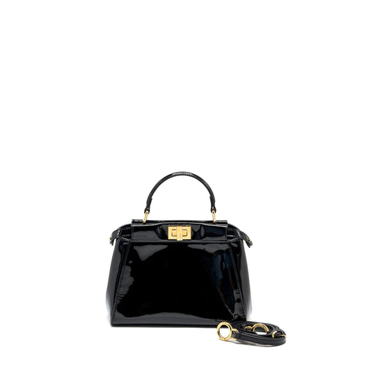 FENDI MINI PEEKABOO PATENT BLACK GHW
