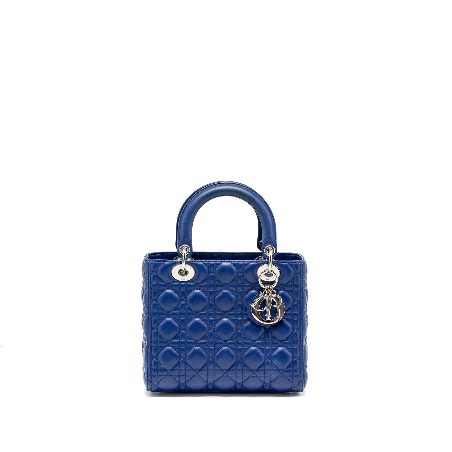 Luxury Dior Medium Lady Luxury Dior Lambskin Blue SHW