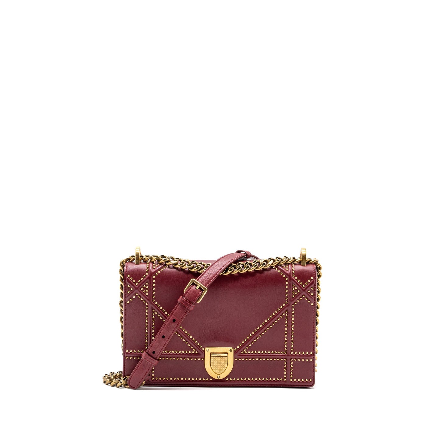 Luxury Dior medium Luxury Diorama studded lambskin red GHW