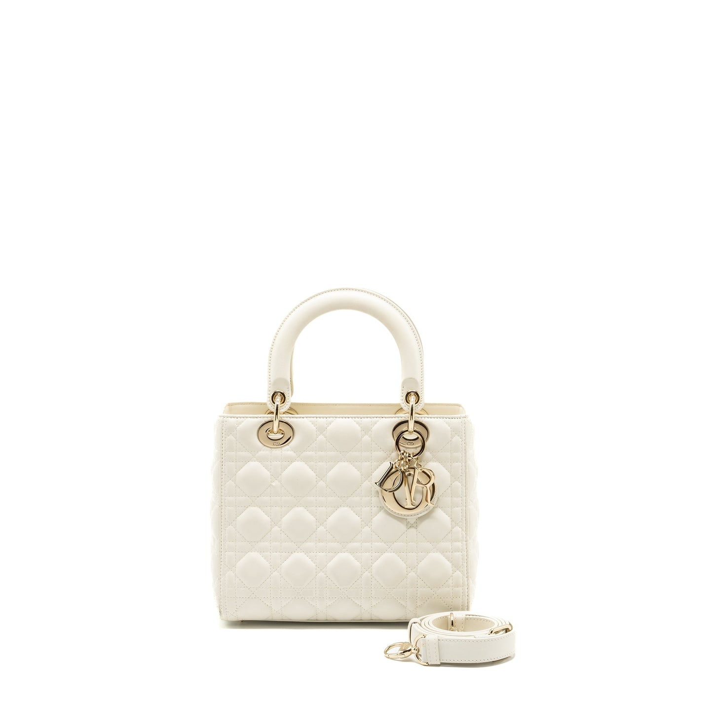 Luxury Dior Medium Lady Luxury Dior bag lambskin white LGHW