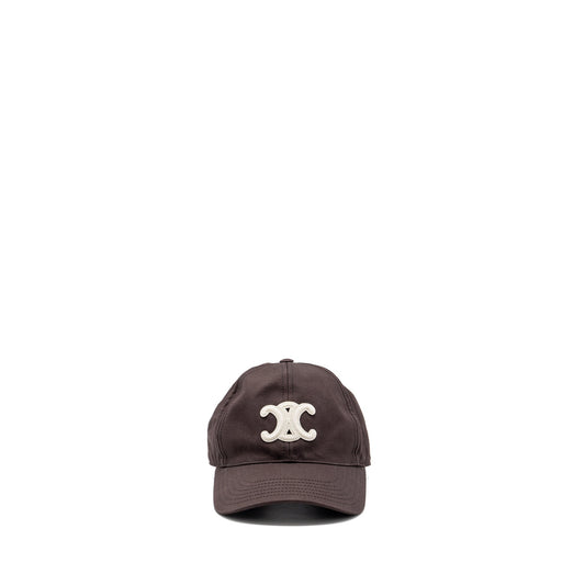 Celine Size S Triomphe Baseball Cap Cotton Cacao