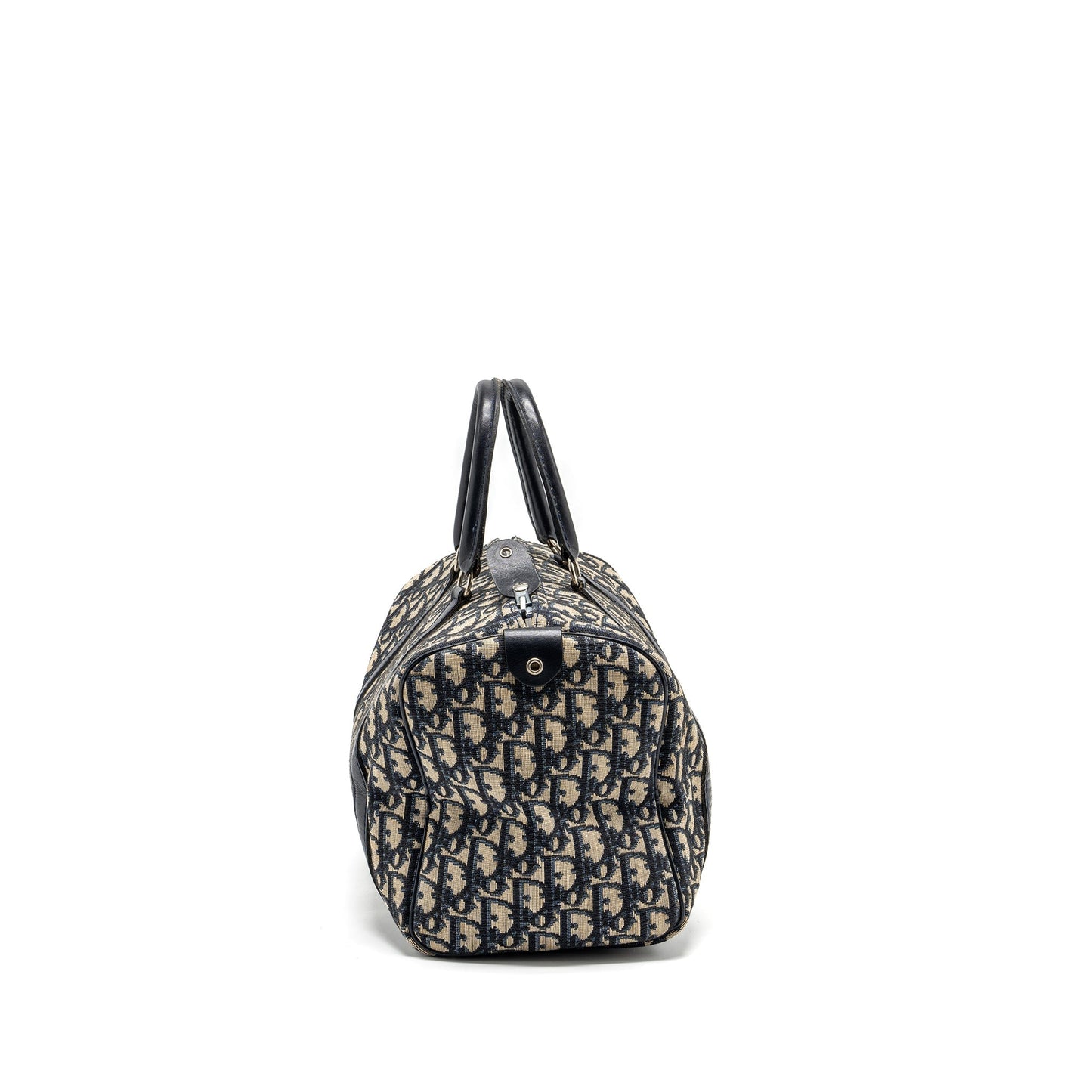 Luxury Dior vintage bowling bag blue oblique canvas SHW