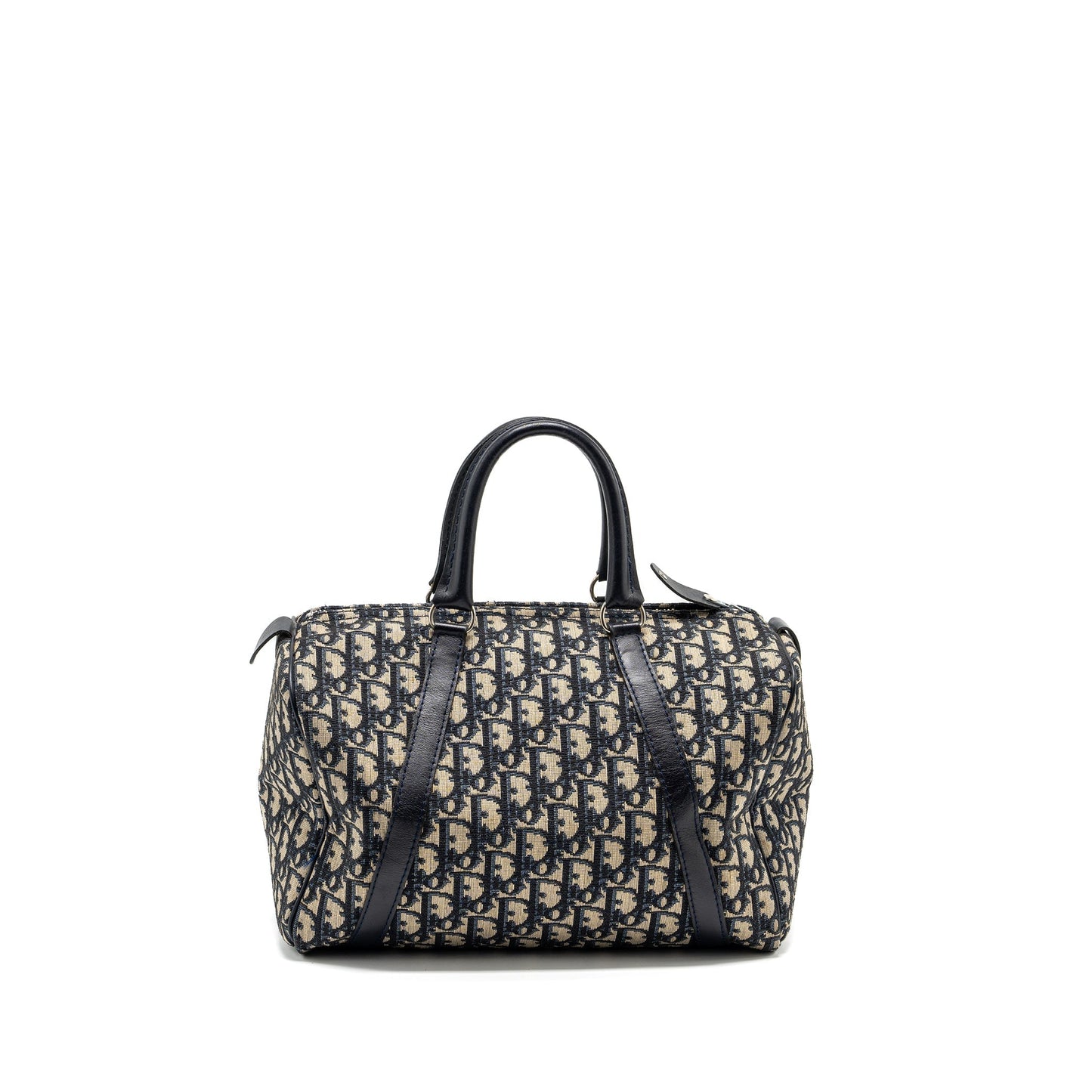 Luxury Dior vintage bowling bag blue oblique canvas SHW