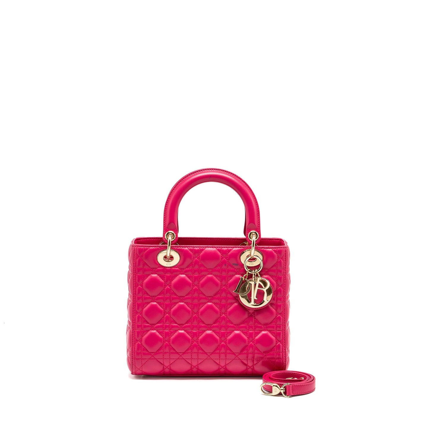 Luxury Dior Medium Lady Luxury Dior Lambskin Pink LGHW