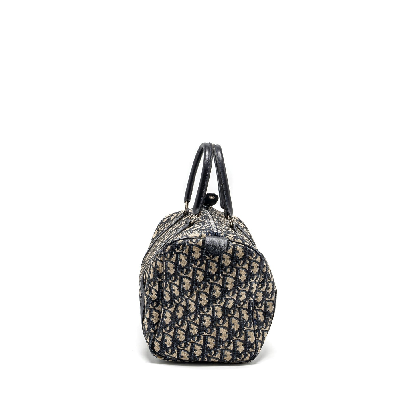 Luxury Dior vintage bowling bag blue oblique canvas SHW