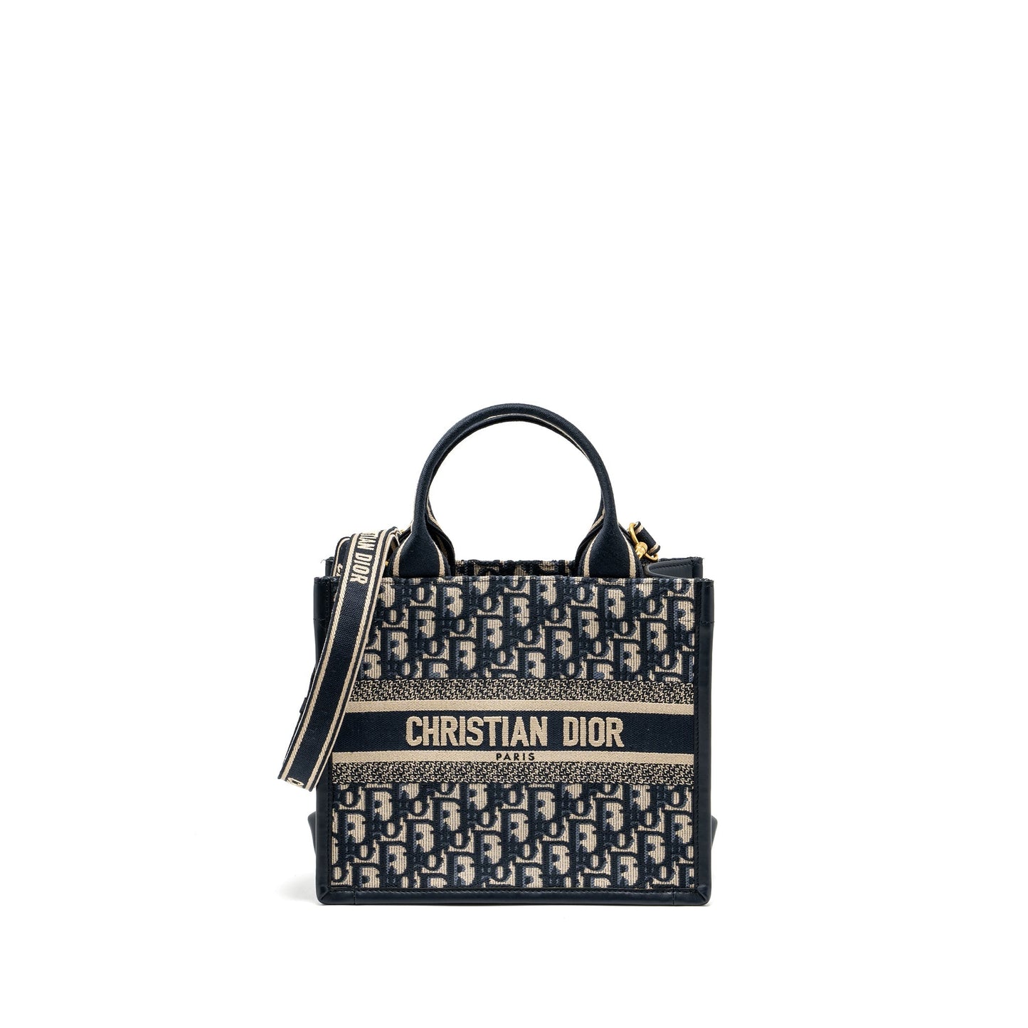 Luxury Dior Small Book Tote Blue Oblique Embroidery/Calfskin GHW