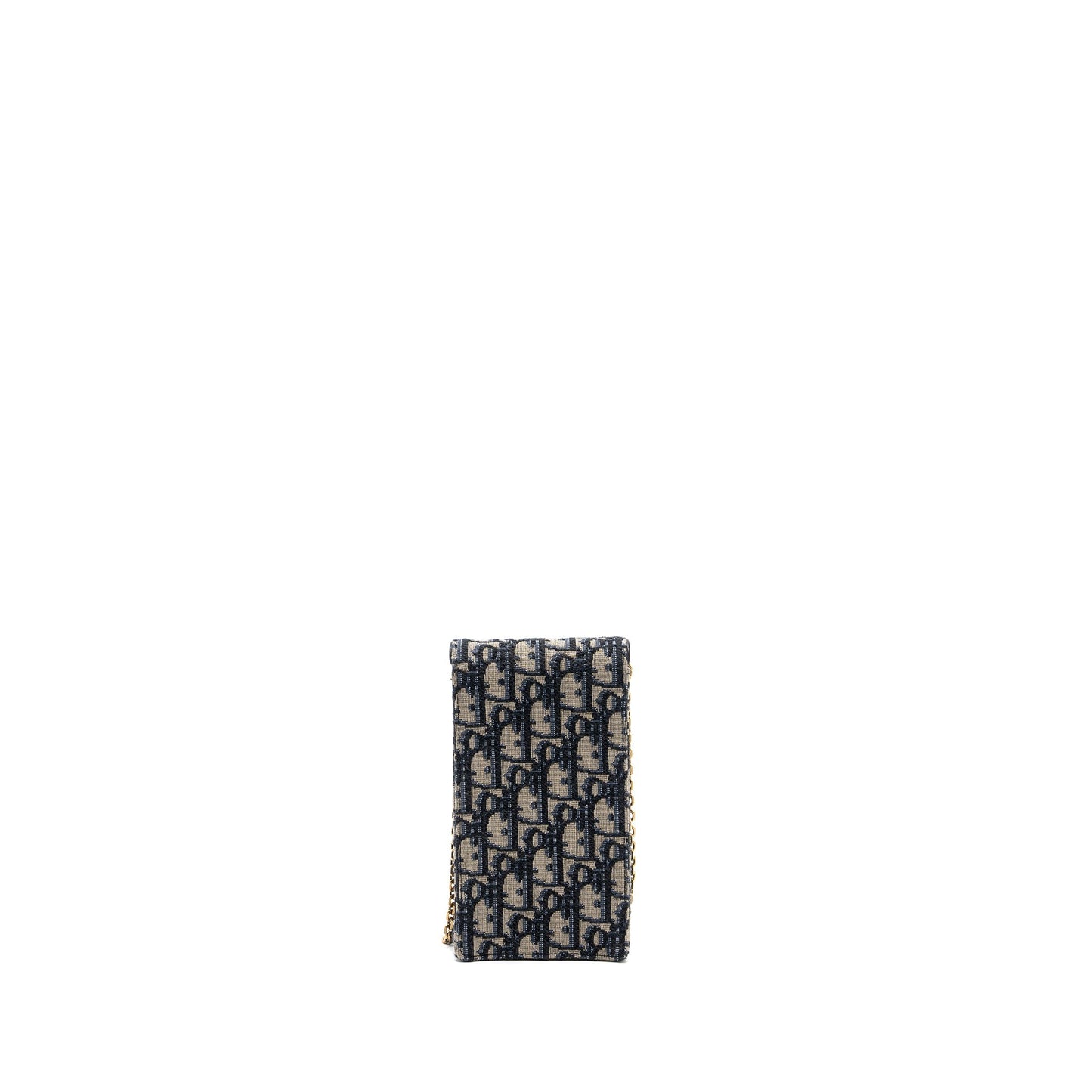 Luxury Dior SADDLE PHONE HOLDER WITH CHAIN OBLIQUE JACQUARD CANVAS BLUE GHW