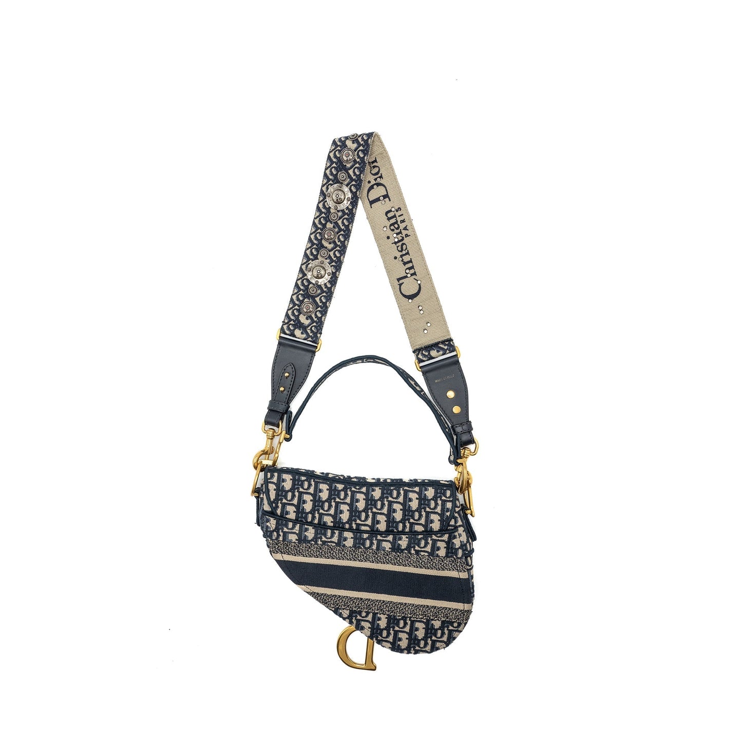 Luxury Dior Saddle Bag Blue Oblique Embroidery GHW