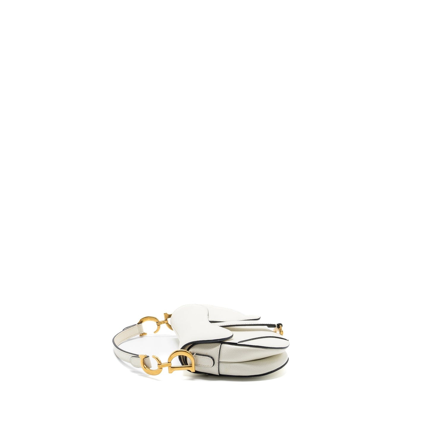 Luxury Dior Mini Saddle Bag Calfskin White GHW
