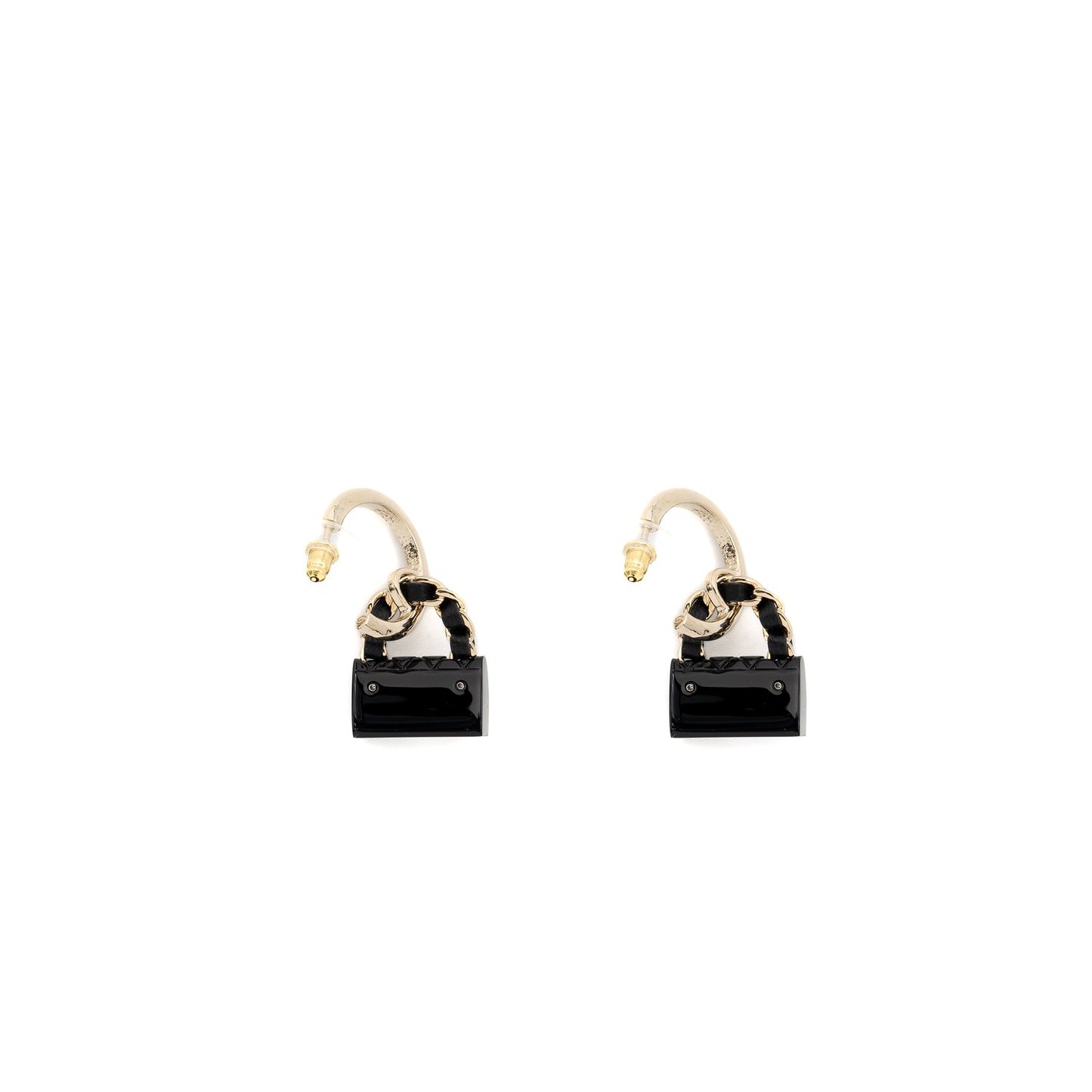 Chanel Flap Bag Dropped Earrings Black LGHW