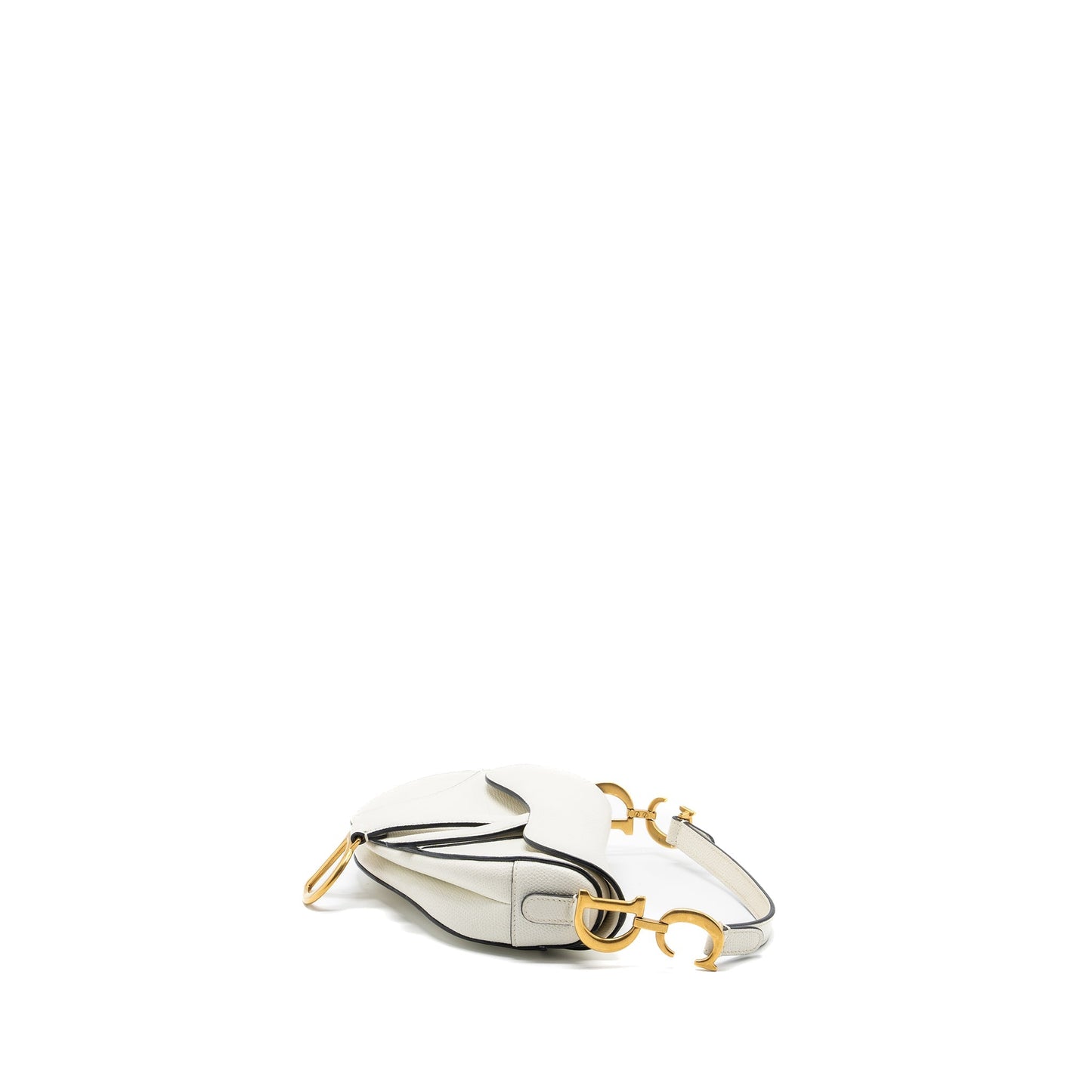 Luxury Dior Mini Saddle Bag Calfskin White GHW