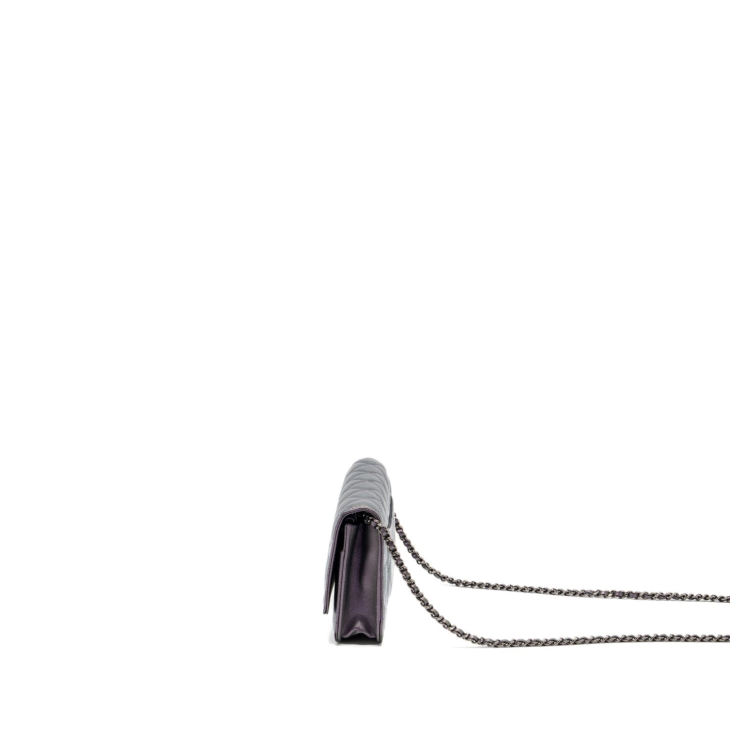 Chanel Classic Wallet On Chain Lambskin Iridescent Purple Ruthenium Hardware