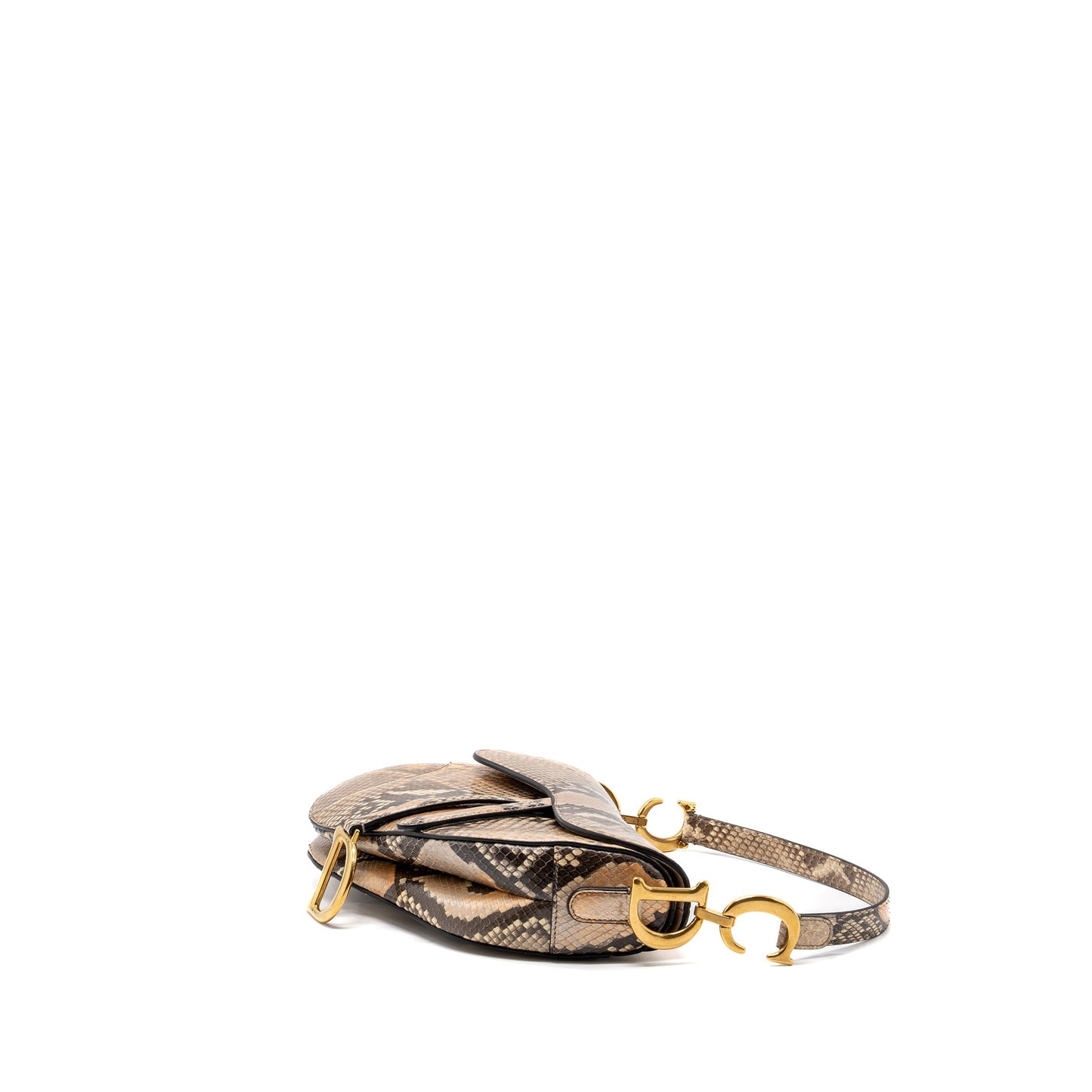 Luxury Dior Medium Saddle Bag Python Multicolor GHW