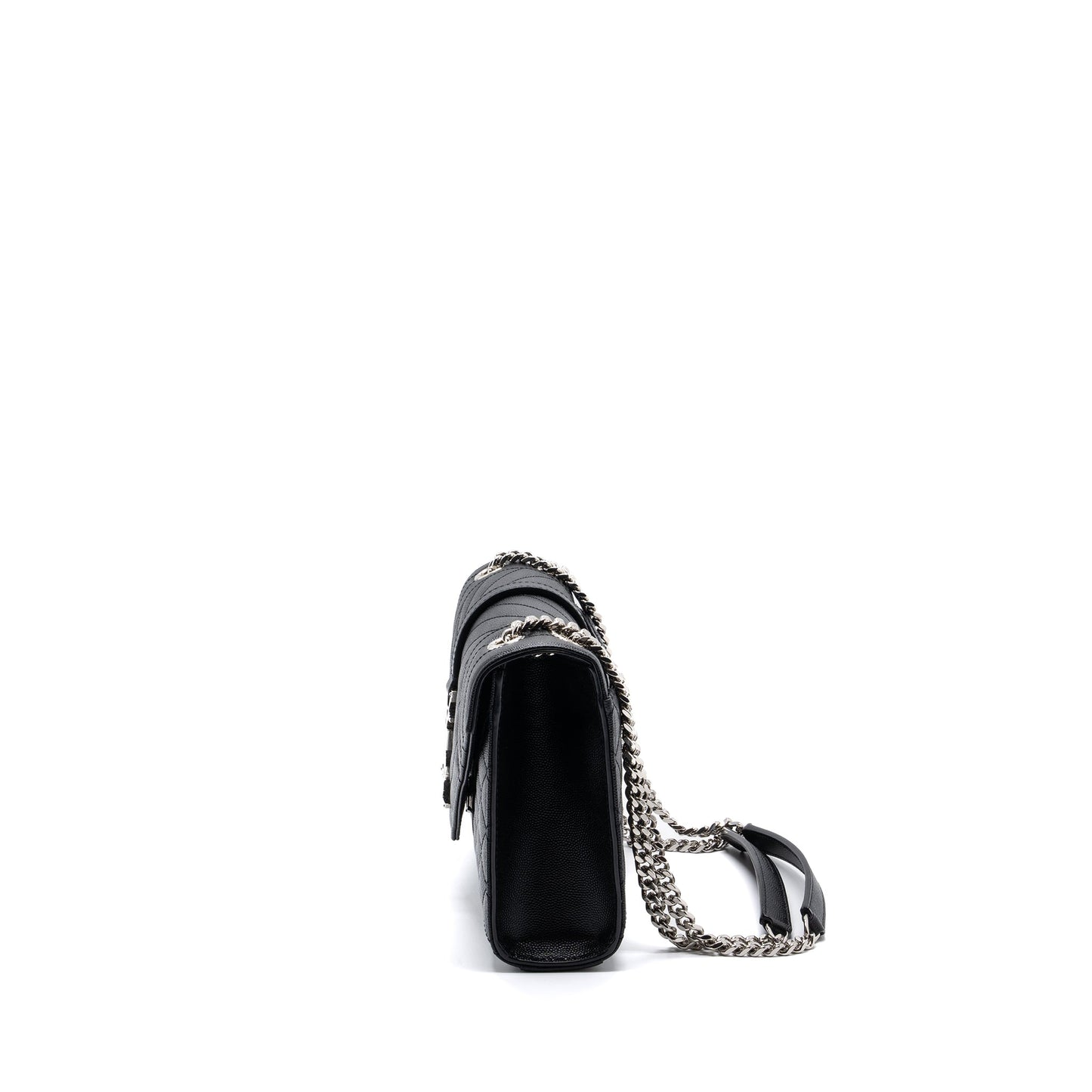 Saint Laurent/YSL Envelope Medium Chain Bag Grained Calfskin Mix Matelasse Black SHW