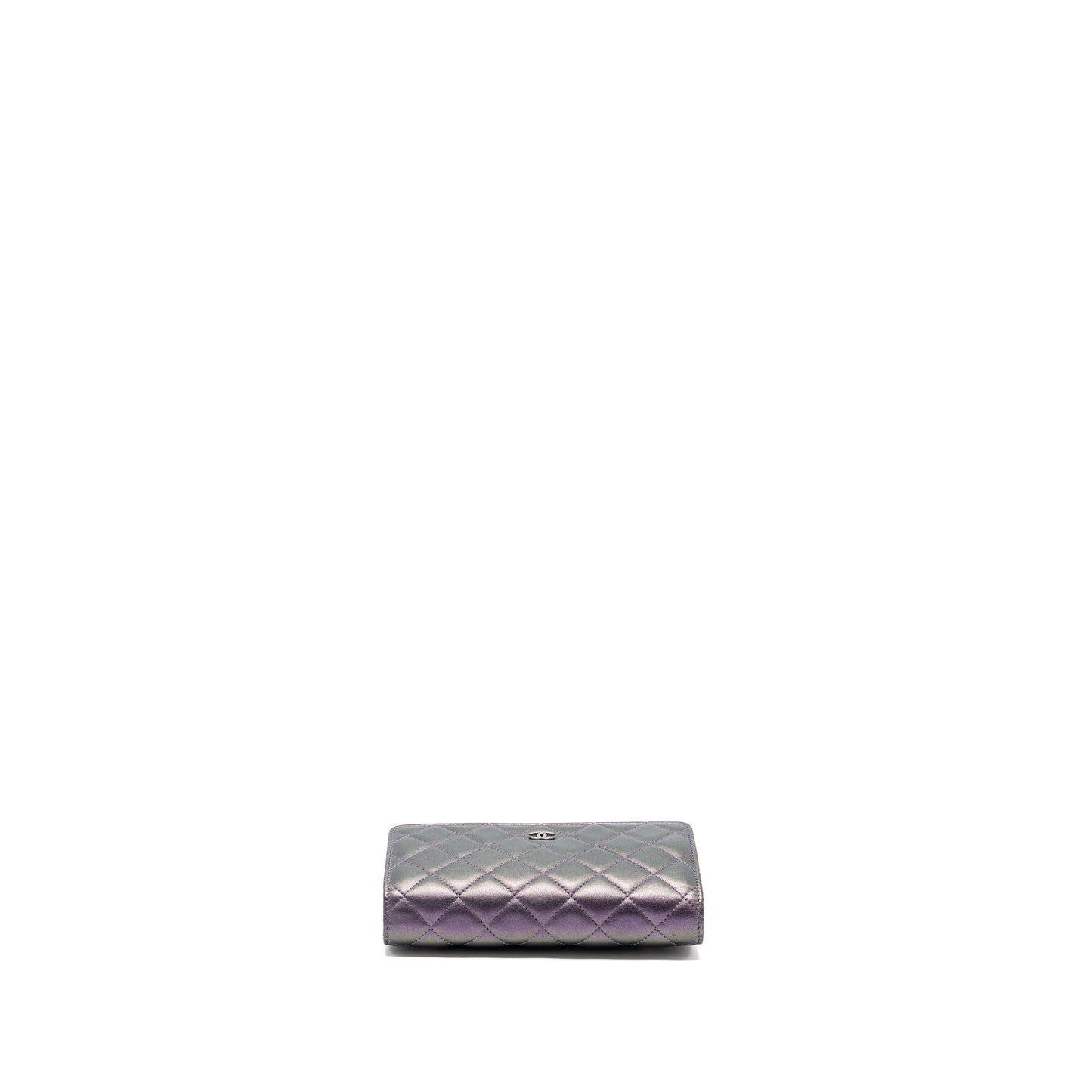 Chanel Classic Wallet On Chain Lambskin Iridescent Purple Ruthenium Hardware