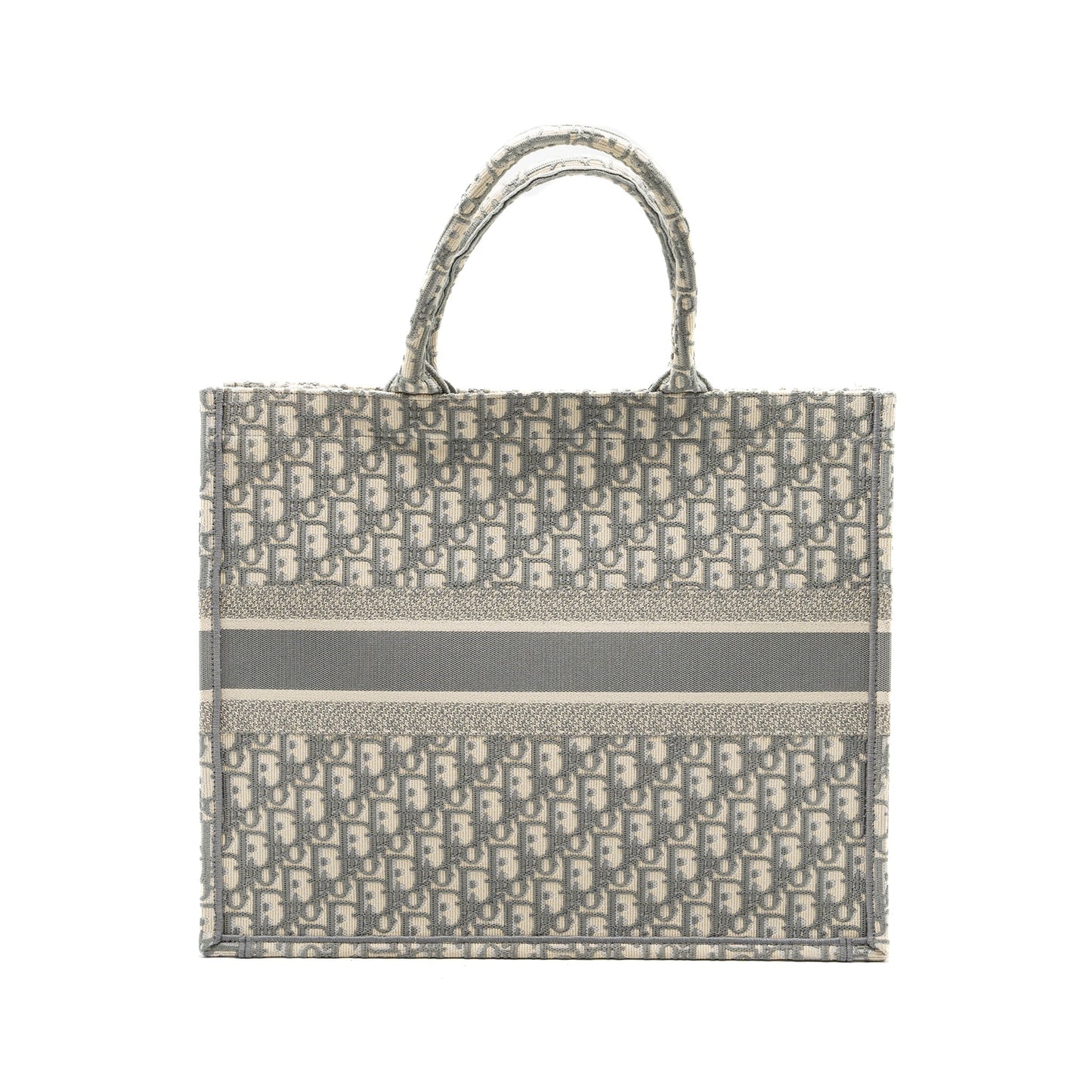 Luxury Dior Large Book Tote Luxury Dior Oblique Embroidery Ecru/Grey