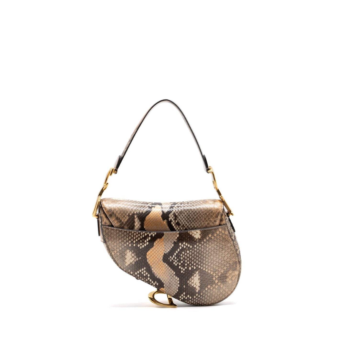 Luxury Dior Medium Saddle Bag Python Multicolor GHW