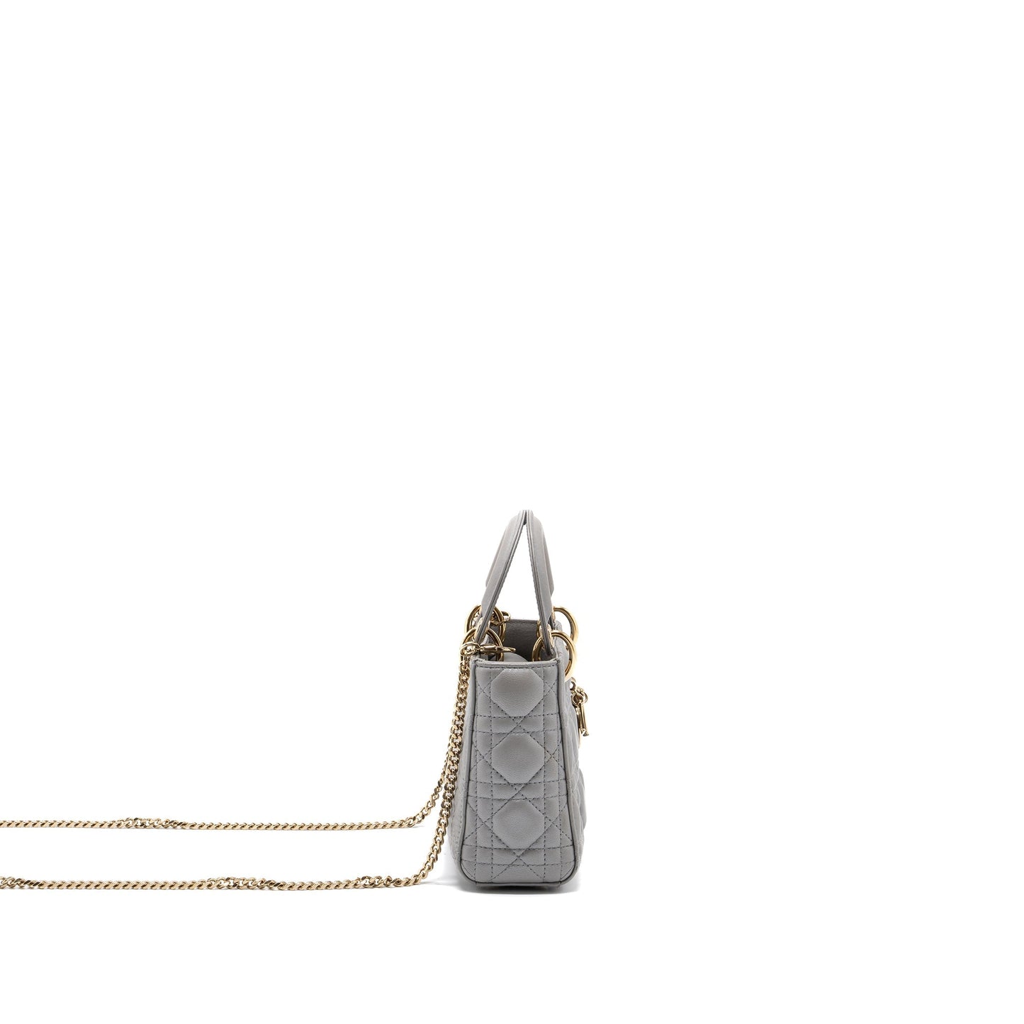 Luxury Dior Mini Lady Luxury Dior Lambskin Light Grey LGHW