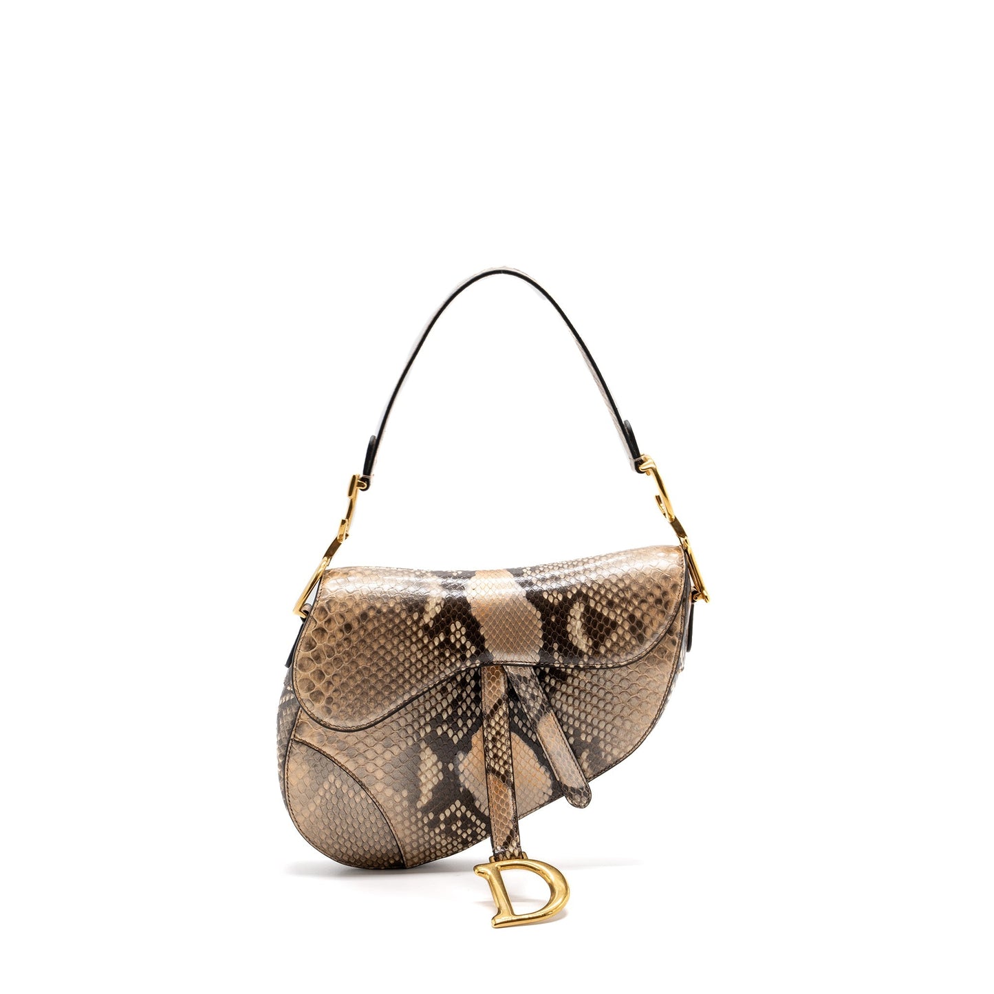 Luxury Dior Medium Saddle Bag Python Multicolor GHW