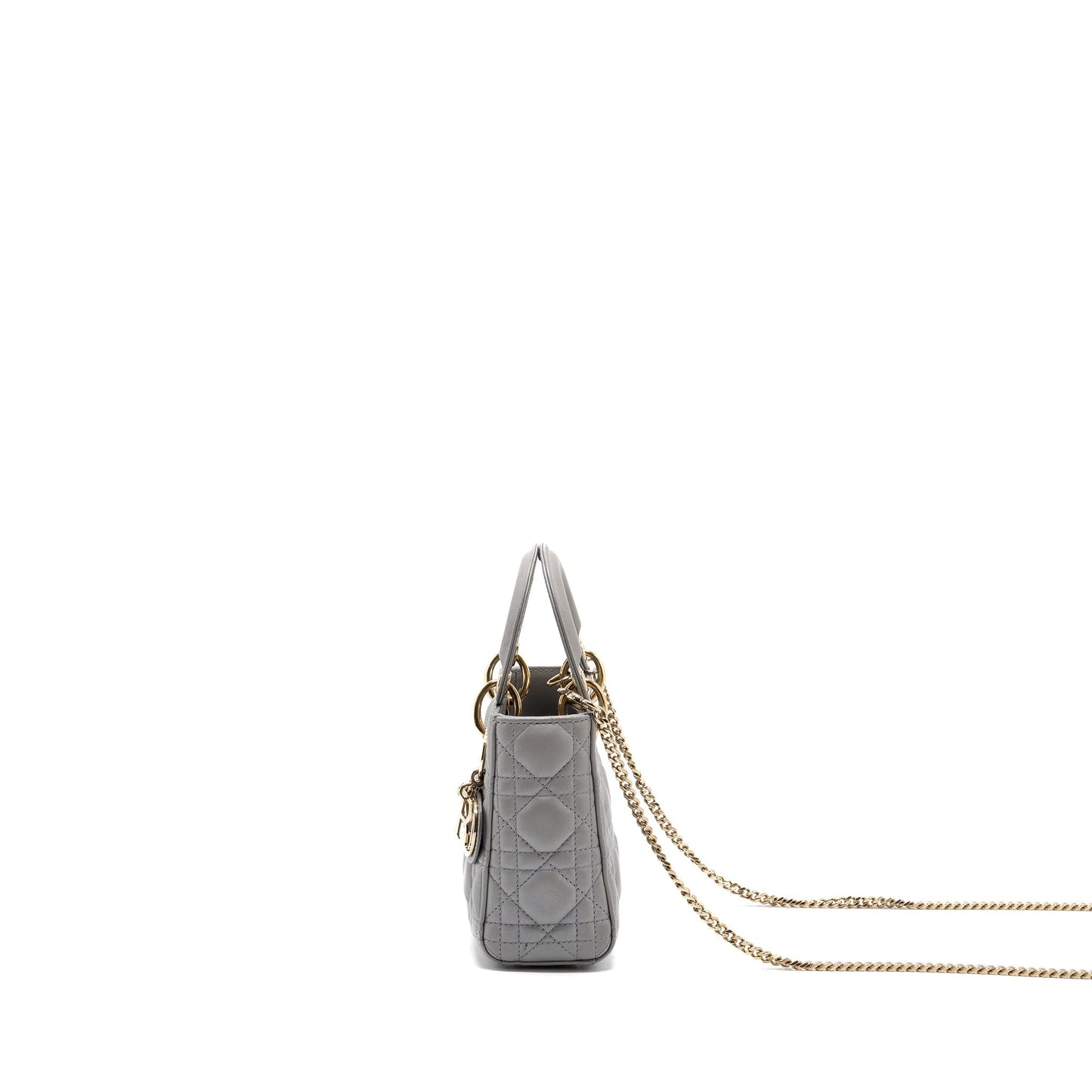 Luxury Dior Mini Lady Luxury Dior Lambskin Light Grey LGHW