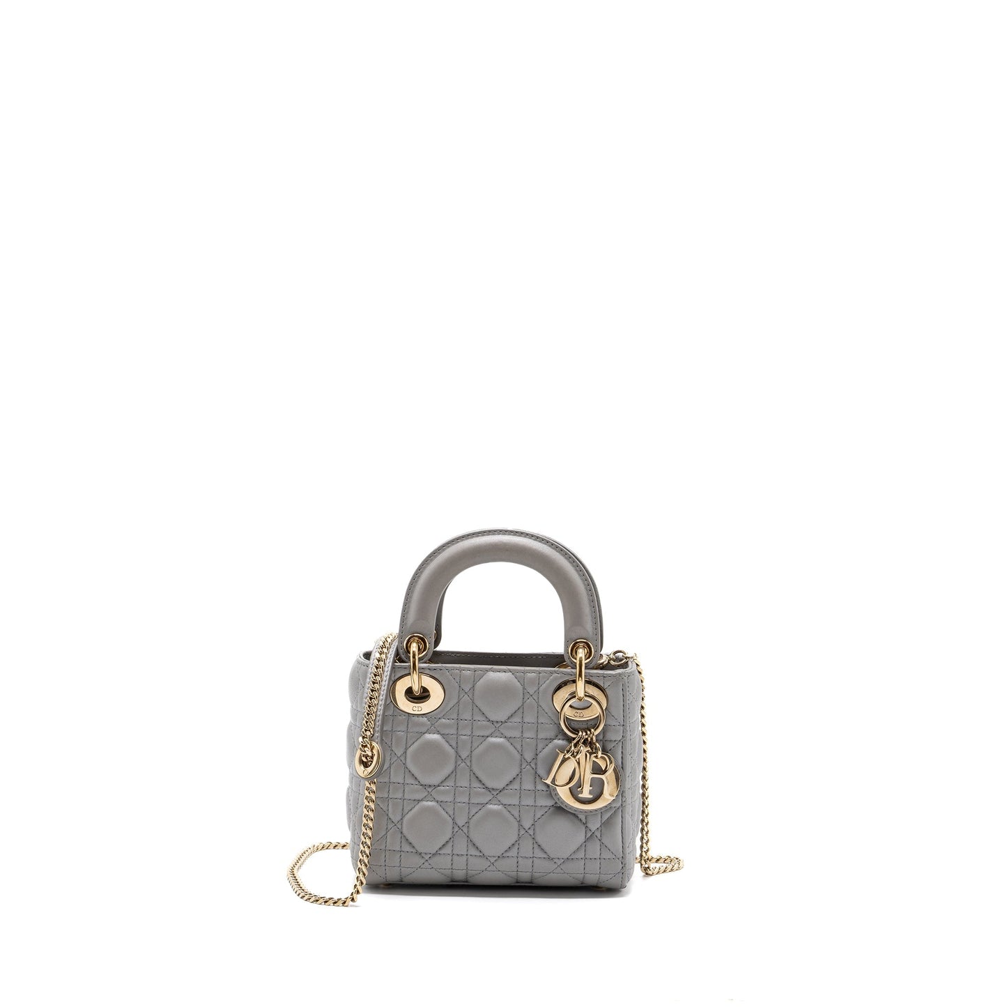 Luxury Dior Mini Lady Luxury Dior Lambskin Light Grey LGHW