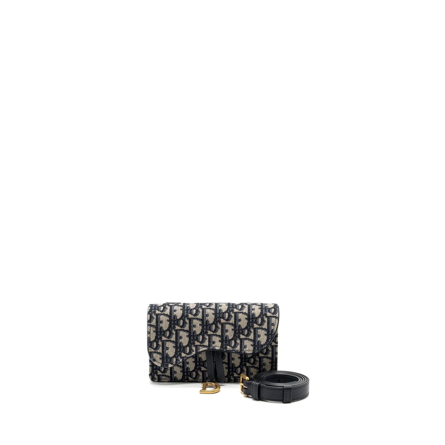 Luxury Dior Saddle Belt Bag Blue Oblique Jacquard Canvas GHW