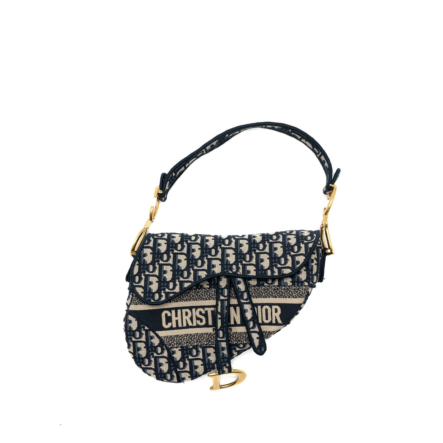 Luxury Dior Saddle Bag Blue Oblique Embroidery GHW