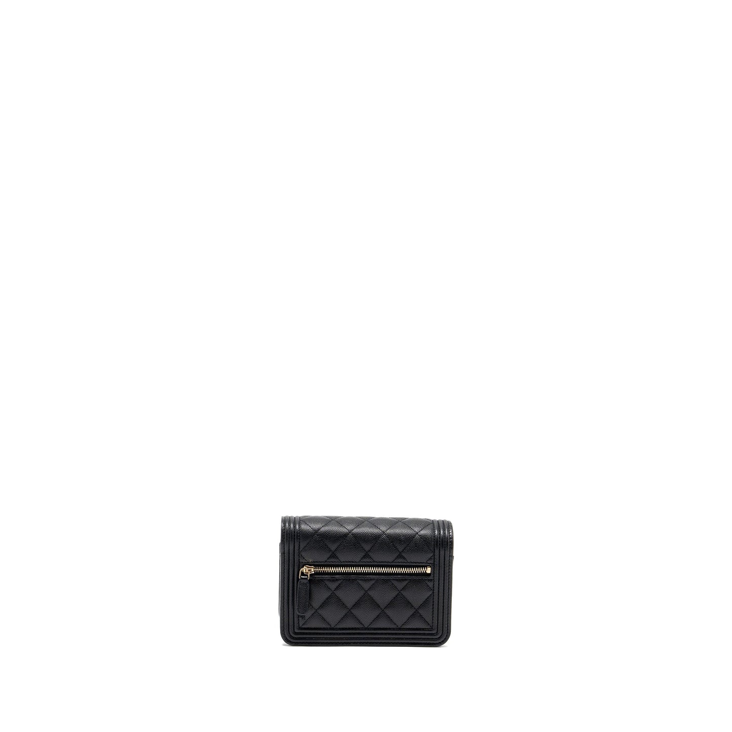 Chanel boy chain clutch caviar black LGHW (microchip)