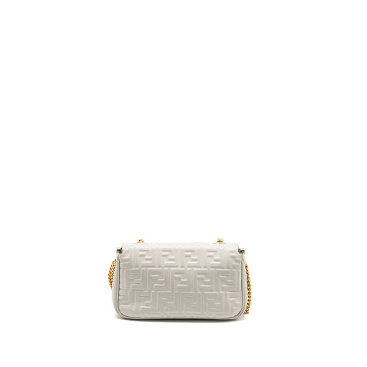 Fendi Medium Baguette Bag FF Embossed Nappa Grey GHW