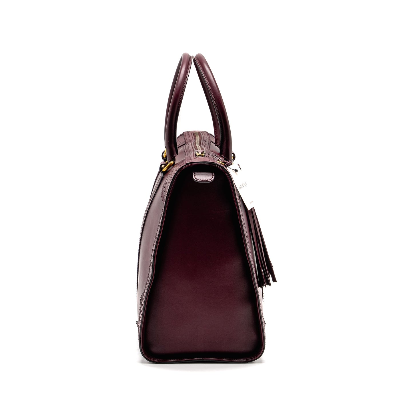 Gucci Vintage Duilio Brogue Boston Bag Calfskin Burgundy GHW