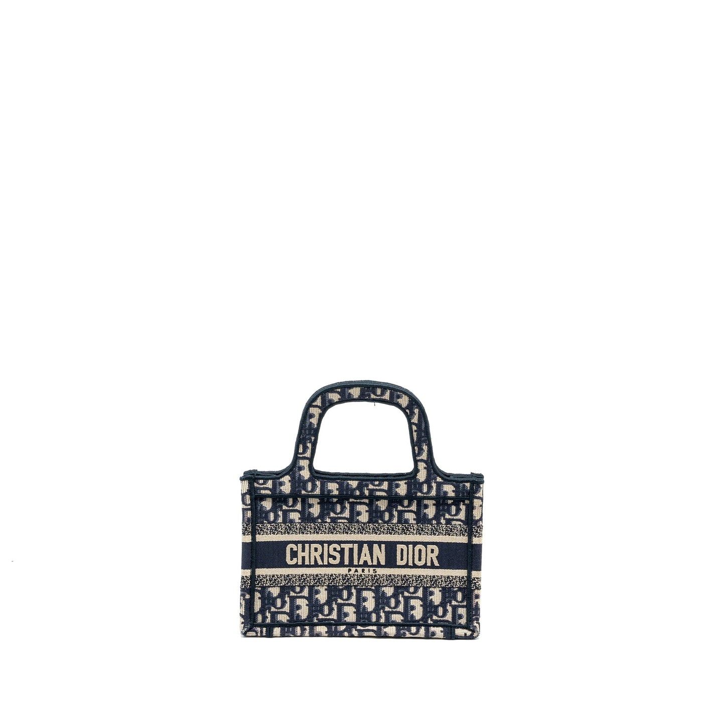 Luxury Dior MINI BOOK TOTE BLUE OBLIQUE EMBROIDERY