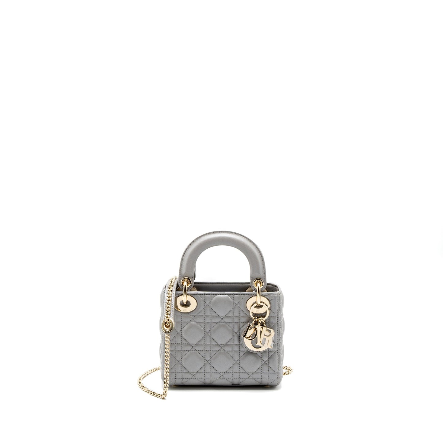 Luxury Dior Mini Lady Luxury Dior Lambskin Grey LGHW
