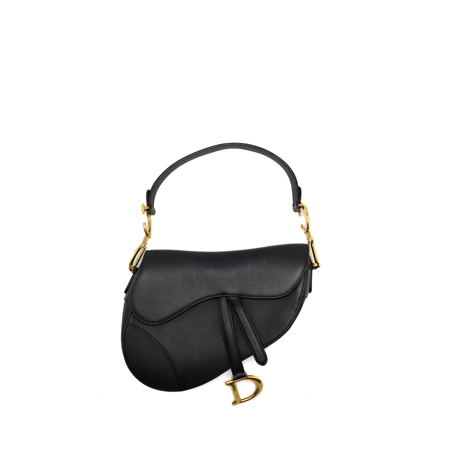 Luxury Dior Medium Saddle Bag Grained Calfskin Black GWH