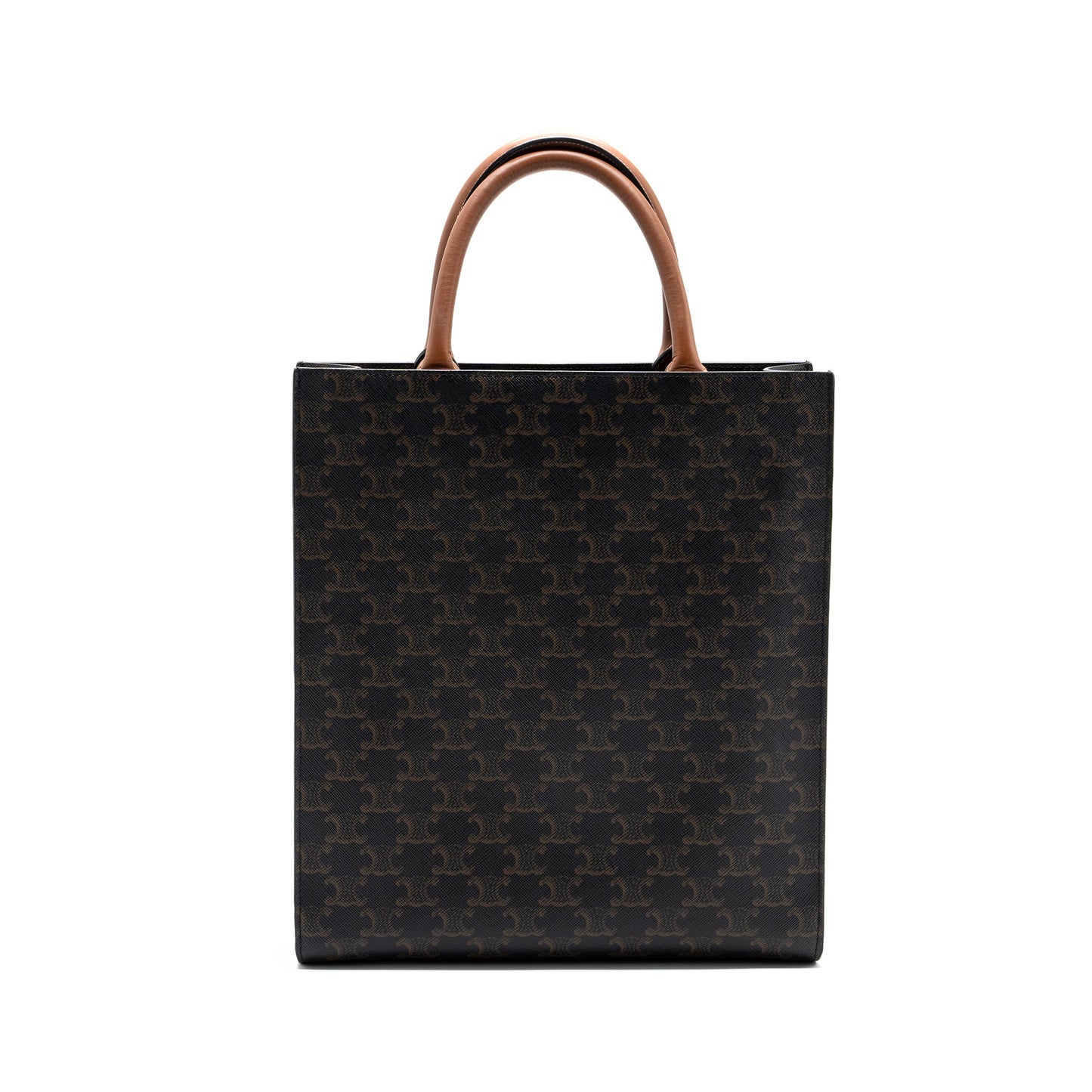 Celine small cabas vertical triomphe canvas / calfskin tan GHW