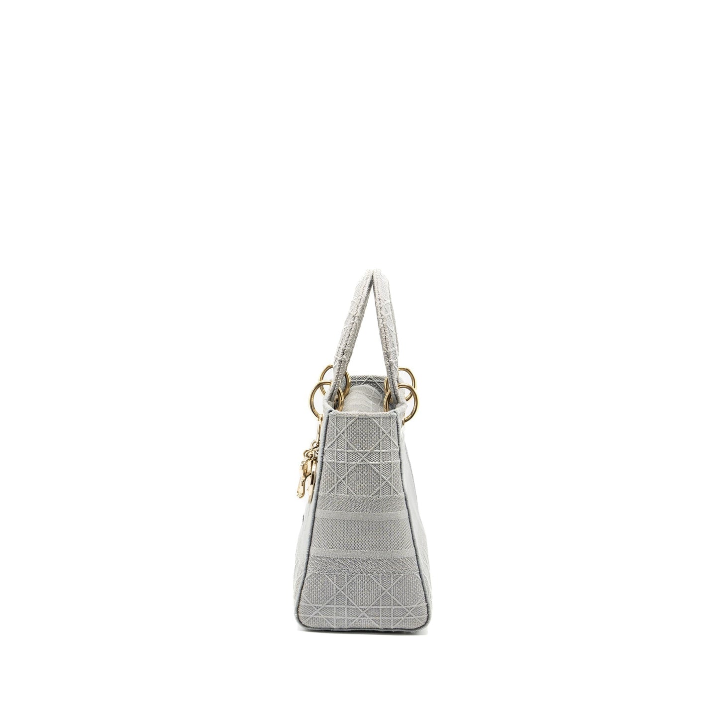 Luxury Dior Medium Lady D-Lite Bag Cannage Embroidery Grey LGHW