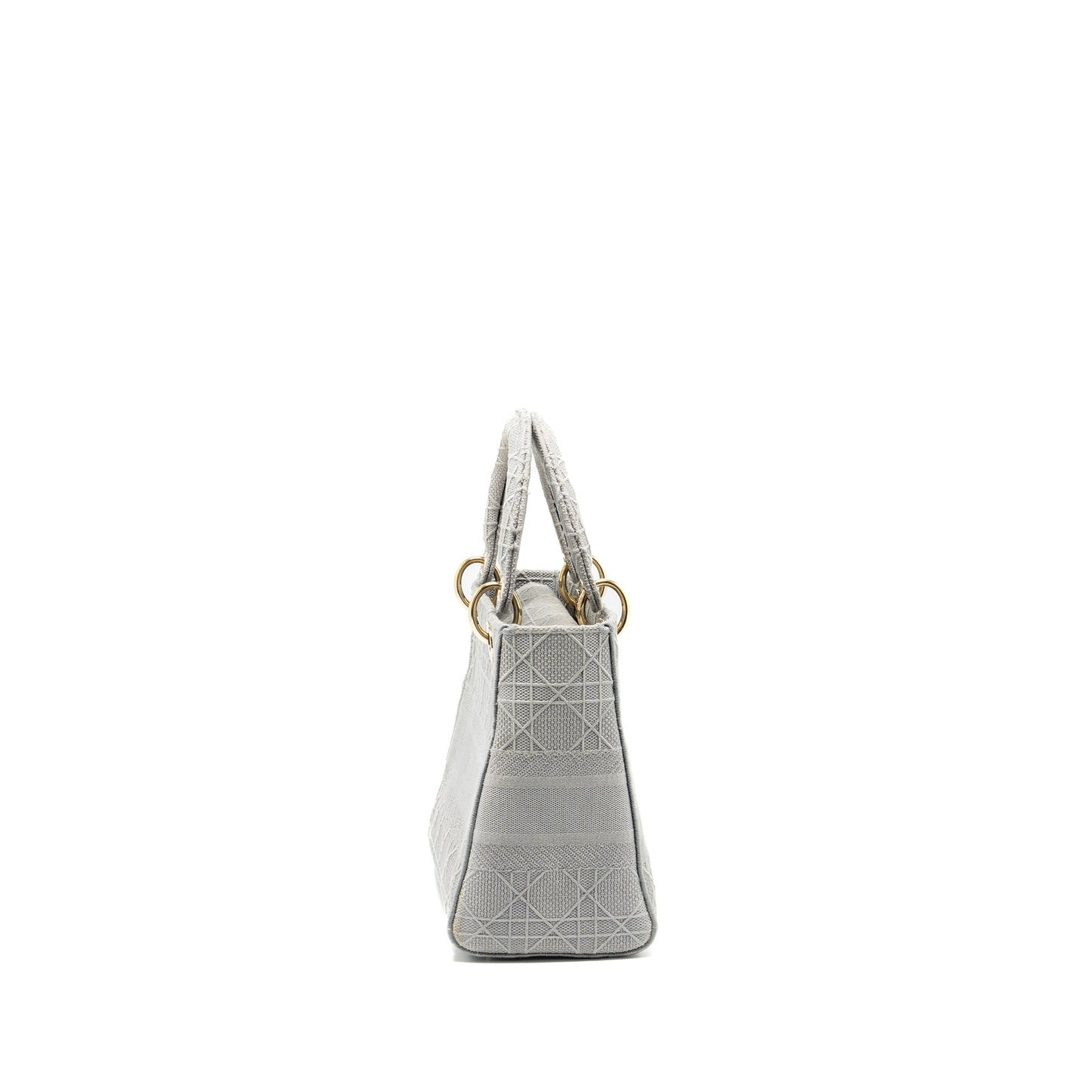 Luxury Dior Medium Lady D-Lite Bag Cannage Embroidery Grey LGHW