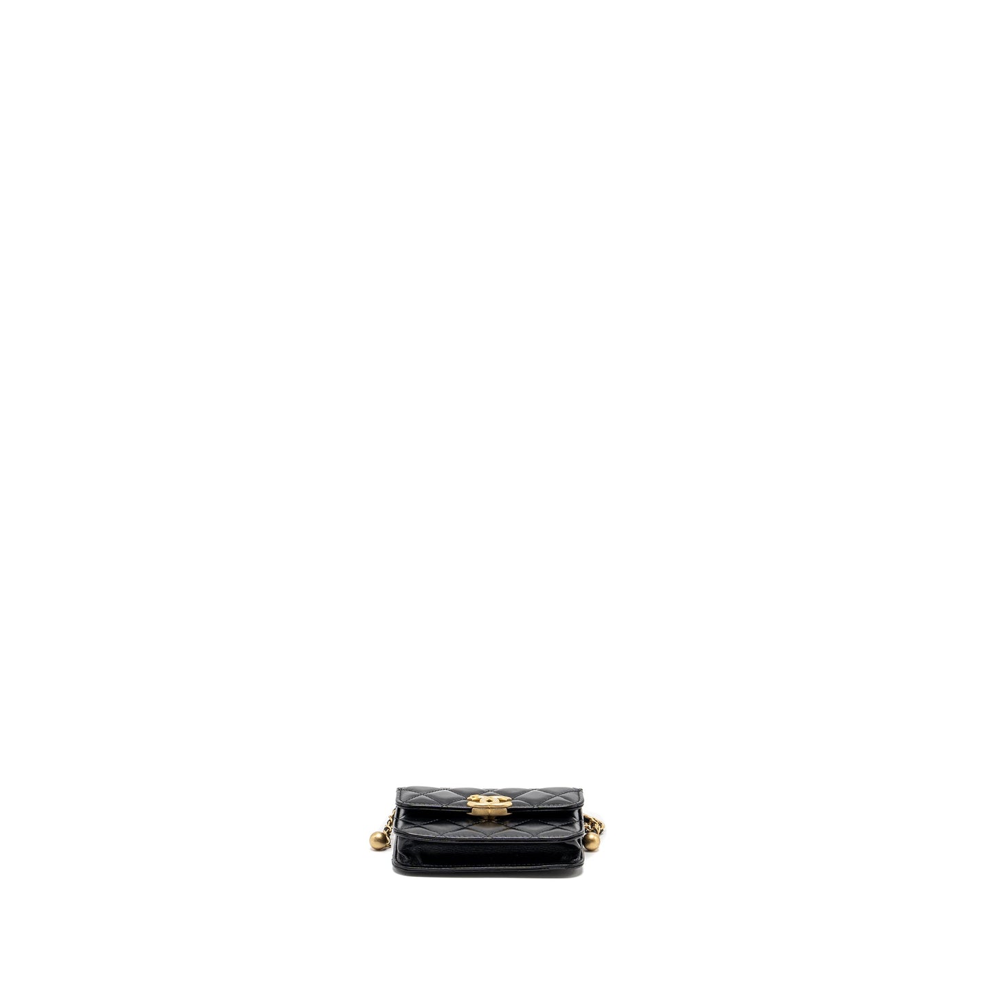 Chanel 21A Gold Crush coin purse with Chain Calfskin Black GHW