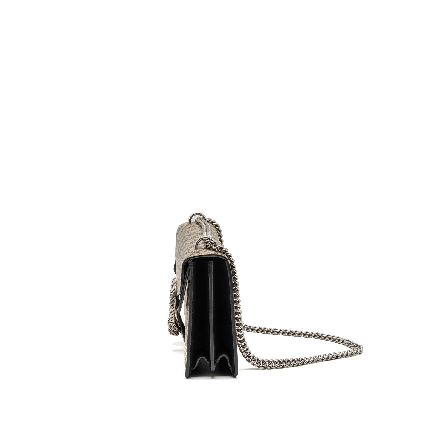 Gucci Dionysus Shoulder Bag GG Supreme Canvas Black/Brown Ruthenium Silver Hardware