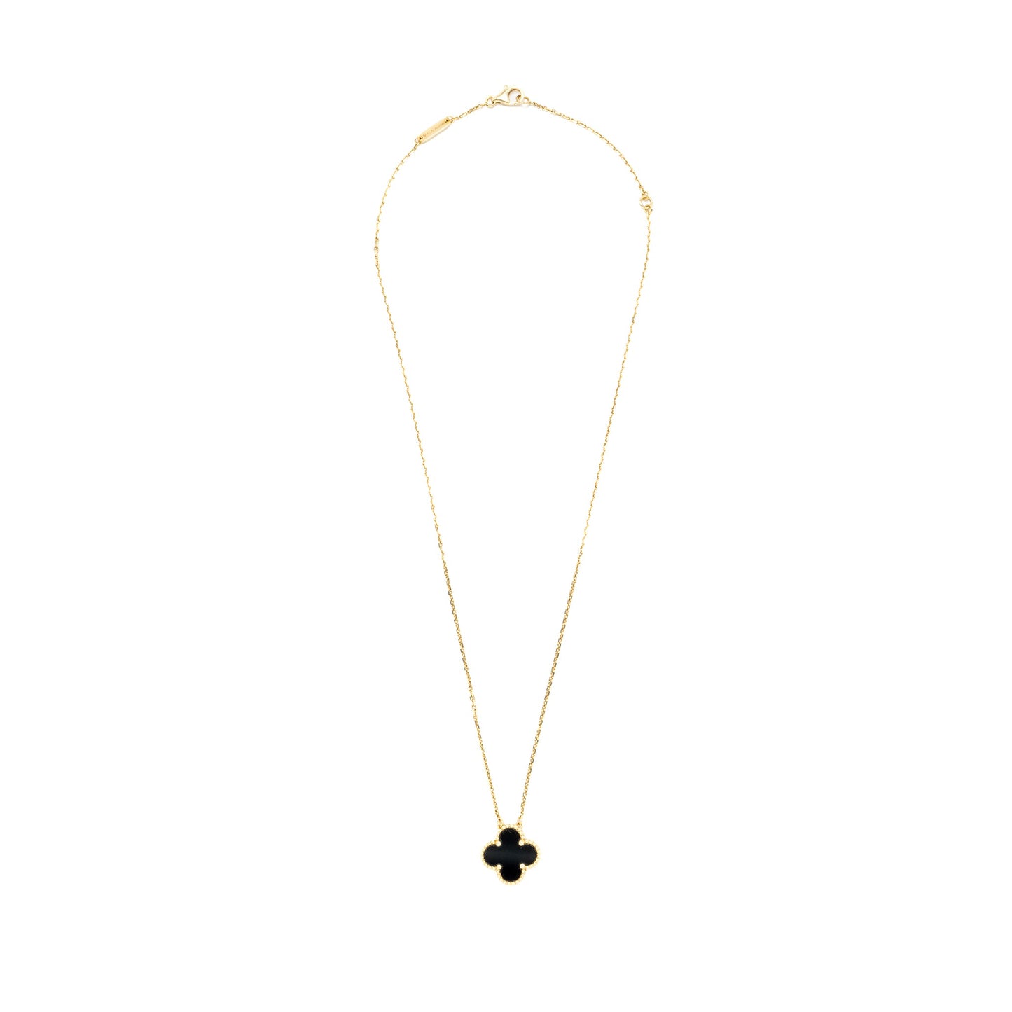Van Cleef & Arpels Vintage Alhambra Pendant Onyx Yellow Gold