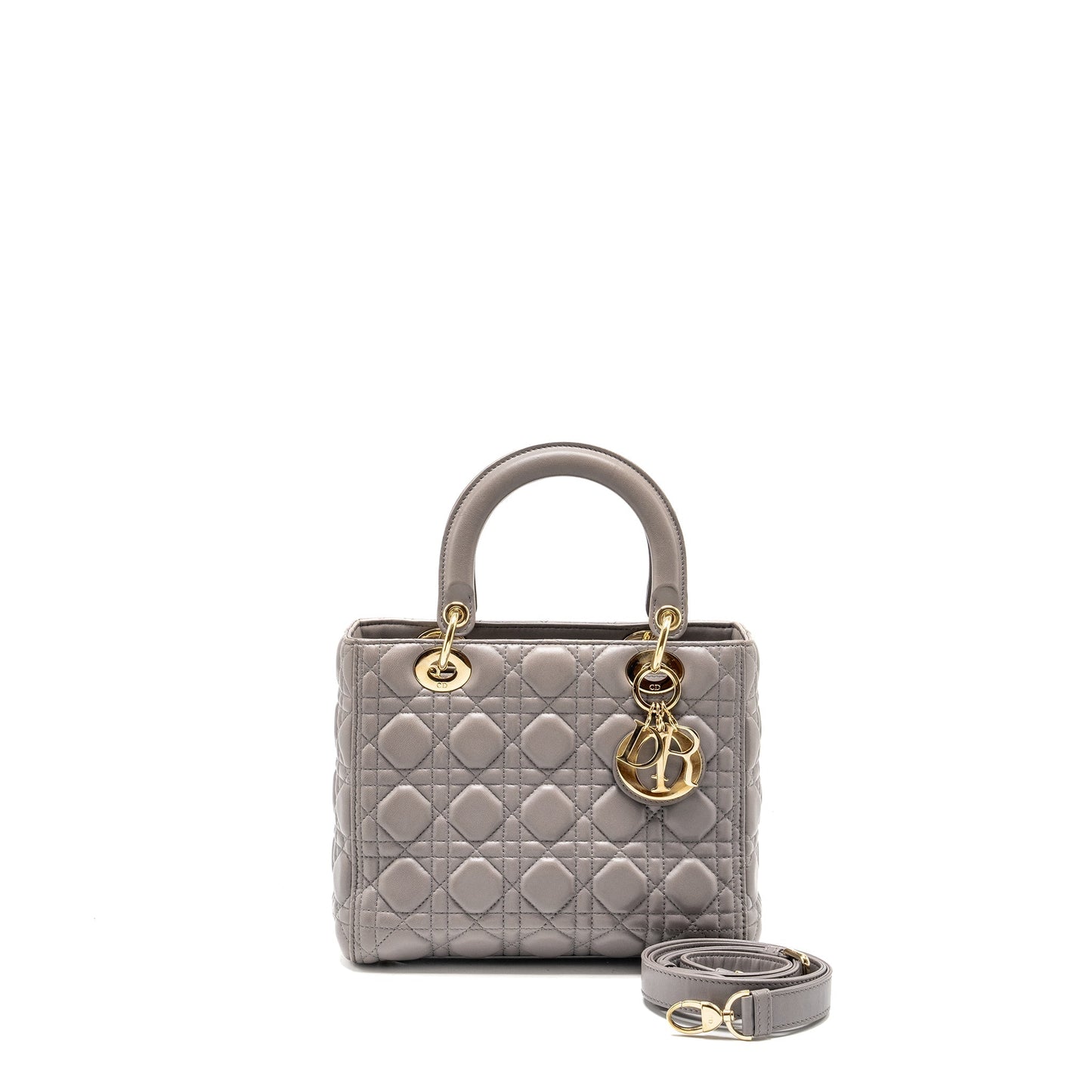 Luxury Dior Medium Lady Luxury Dior Lambskin Grey LGHW