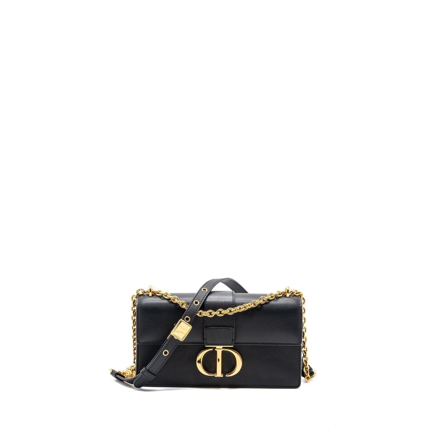 Luxury Dior 30 Montaigne East-West Bag With Chain Calfskin Black GHW